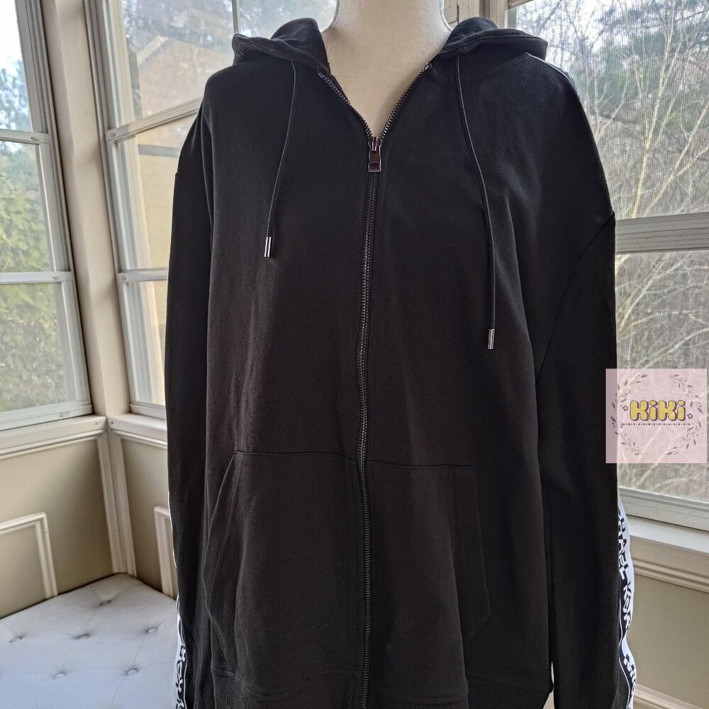 Michael Kors Logo Tape Cotton Blend Zip-Up Hoodie size XXL OF451X95MF - Picture 3 of 12